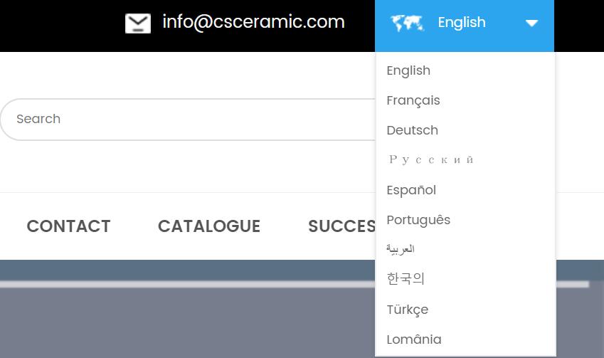 CS Ceramic official website has ten kinds of language