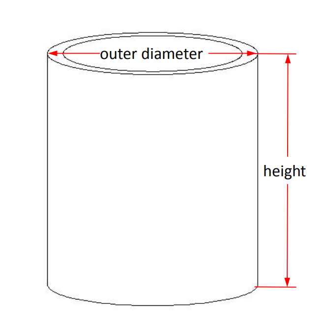 Cylindrical Alumina crucible size details